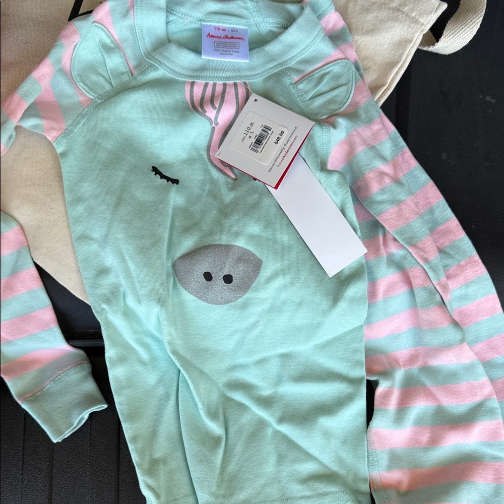 Hanna Andersson Mint and Pink Kids Pajama Set
